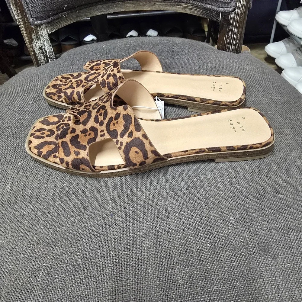 Womens Nina Sandals with Memory Foam Insole A New Day™ Brown Animal Print 11